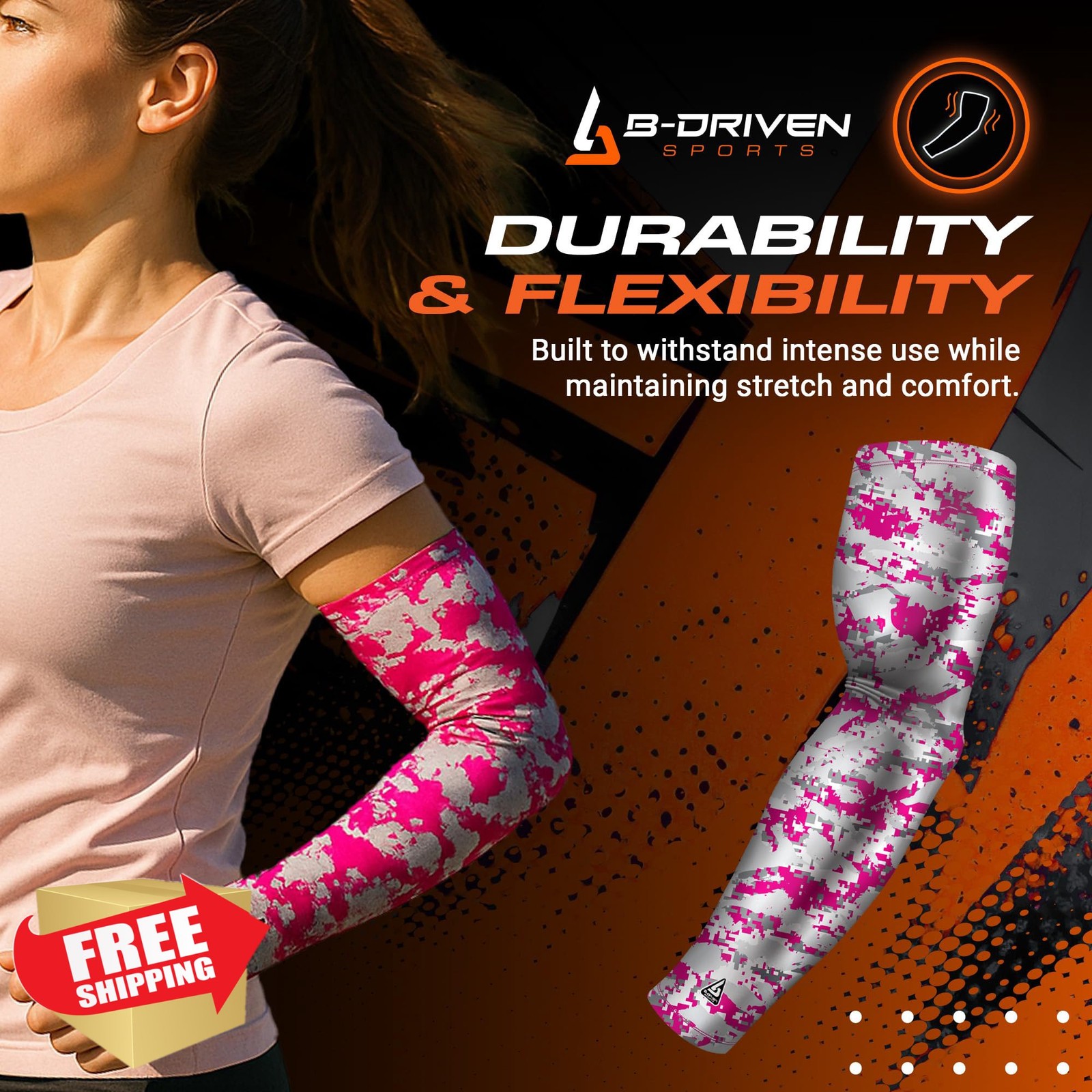 B-Driven Pro-Fit Compression Arm Sleeve Camouflage Support