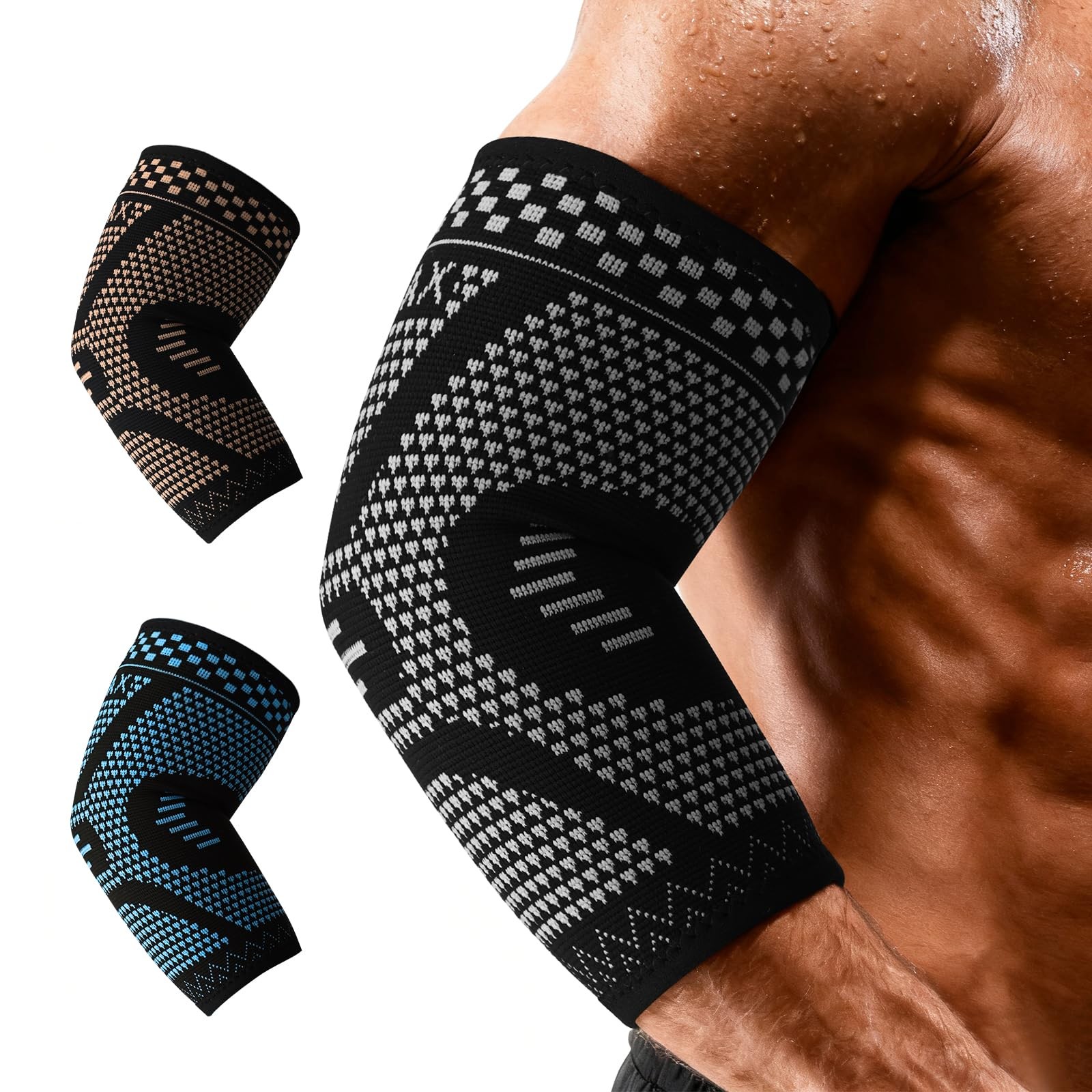 INDEEMAX Copper Elbow Compression Sleeve, 2 Pack Elbow Brace for Tendonitis a…