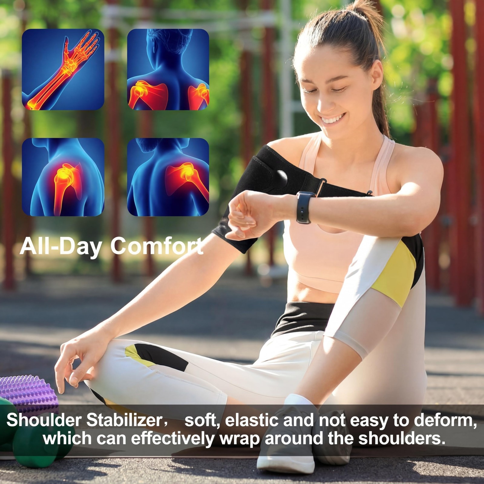 2 PCS Black Shoulder Brace Adjustable Large Support Men Women Joint Sleeve