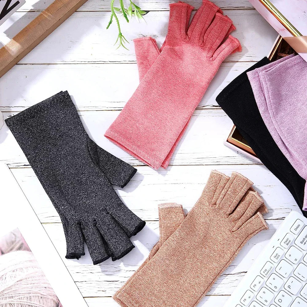 Compression Gloves Fingerless Hand Wrist Support Arthritis Carpal Tunnel 1 Pair