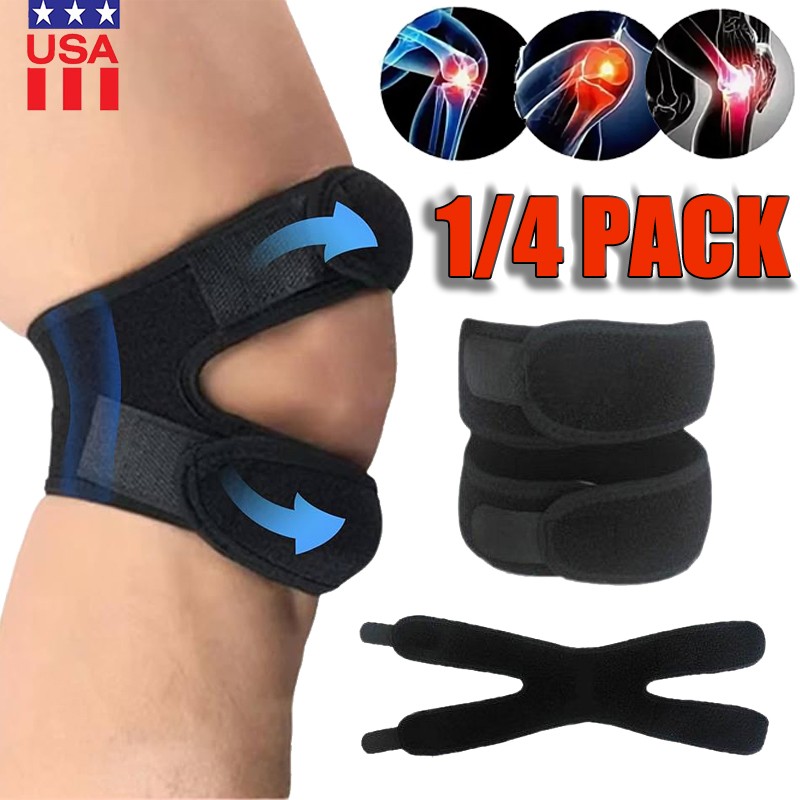 4x Patellar Tendon Support Strap,Knee Pain Relief Adjustable Neoprene Knee Strap