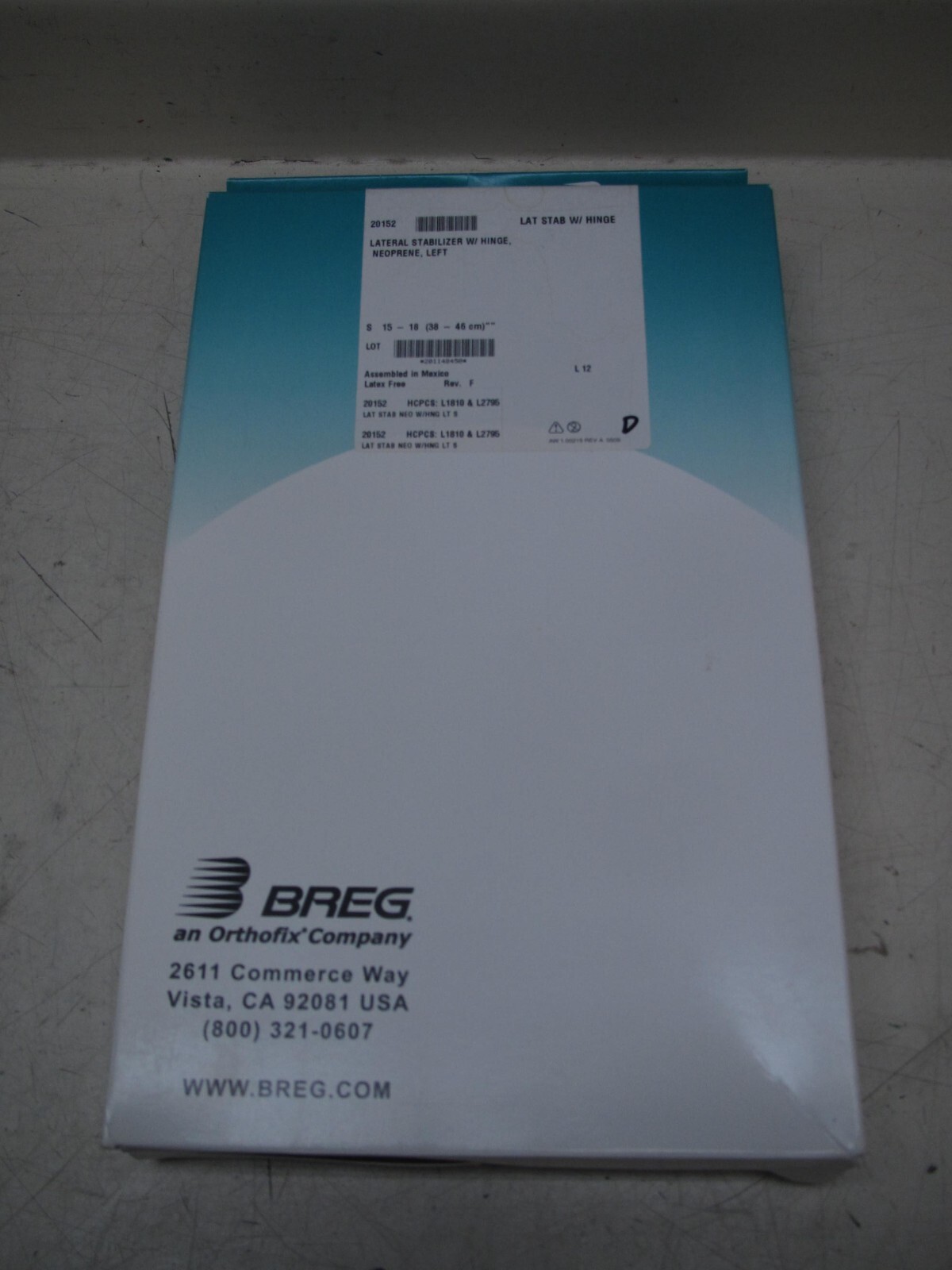 Breg Lateral Stabilizer with Hinge Soft Knee Brace Neoprene Left Small 20152