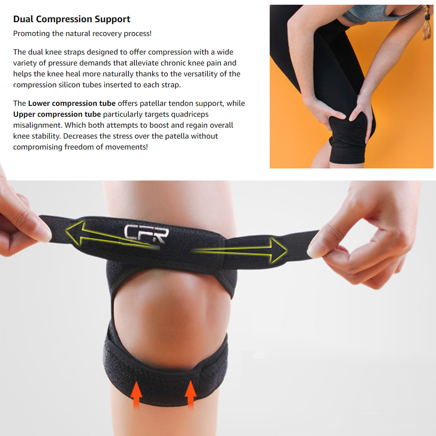 Knee Brace Support Compression Patella Straps Tennis Joint Pain Arthritis Relief