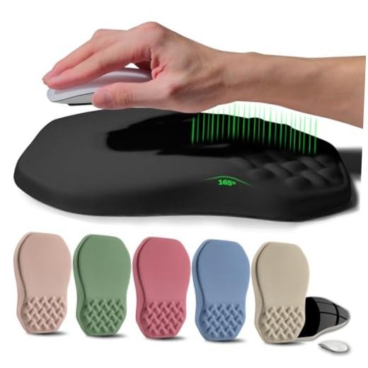 Ergonomic Raised Mouse Pad Wrist Support with Bilateral Slope Memory Foam Black