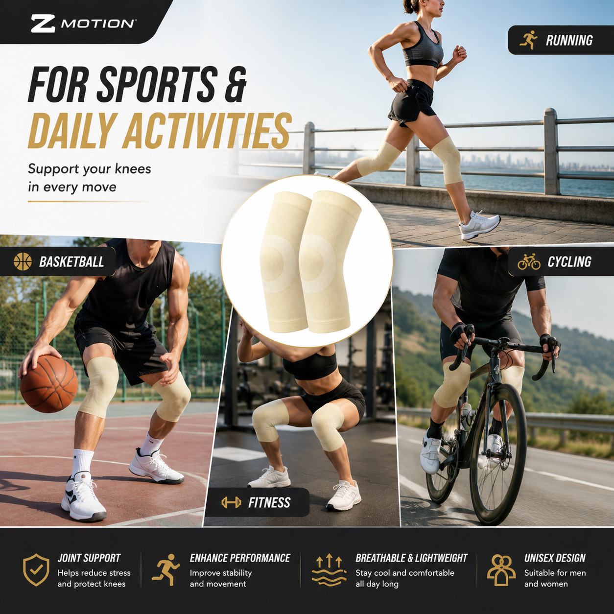 Breathable Knee Compression Sleeve Summer Thin Support BraceSportsJointProtector