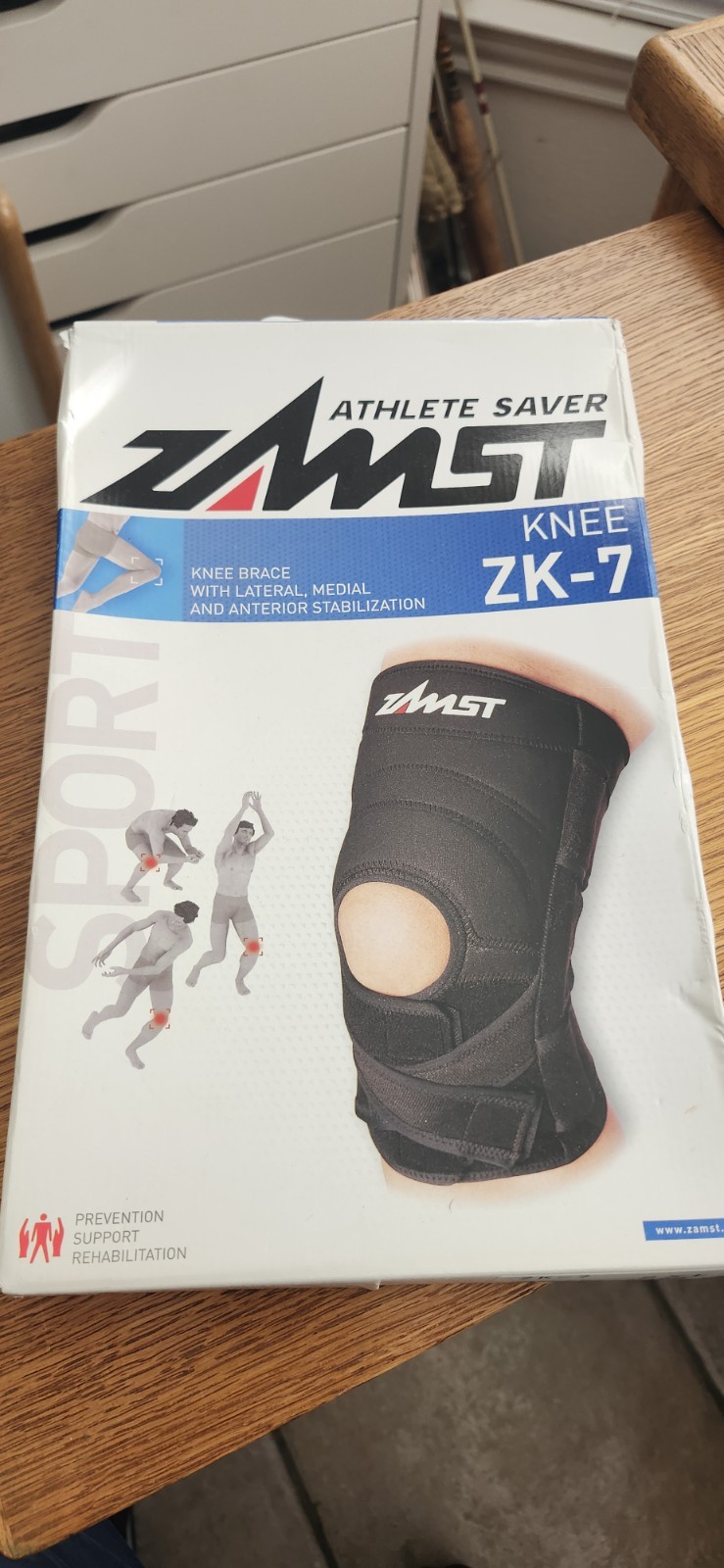 Zamst ZK 7 Knee Stabilizer 2XL Black Kneecap Injury Prevention 4 Way Support