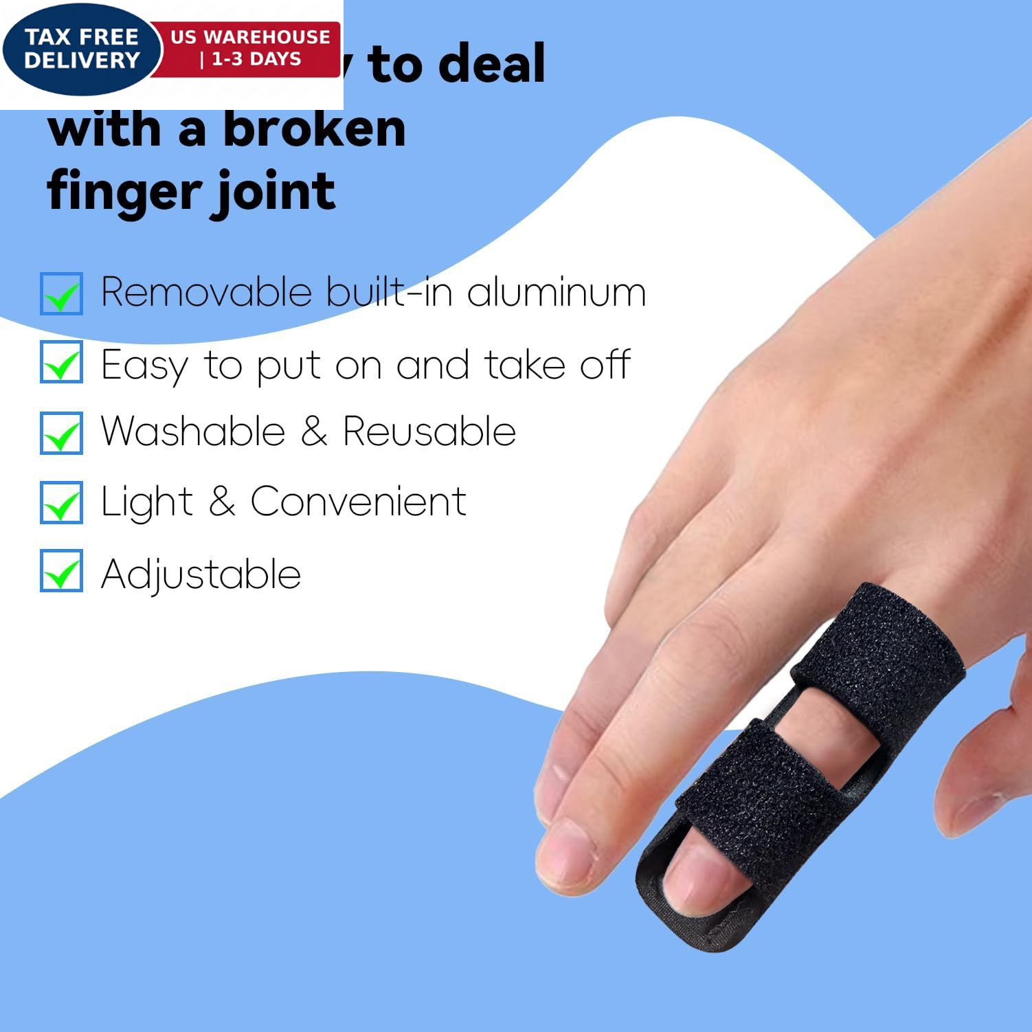 Bozenu Finger Splint, Universal Trigger Brace for One Size, Black