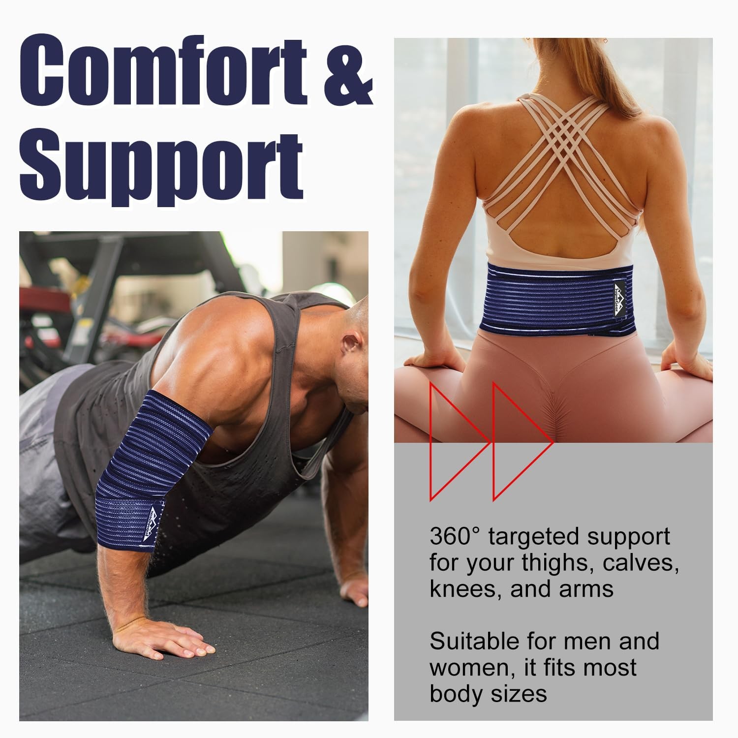 supregear 2 Pcs Hamstring and Thigh Compression 200 cm/79 in, Dark Blue