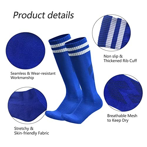 6 Pairs Soccer Socks Color Stretchy Compression One Size 6pairs-black+white