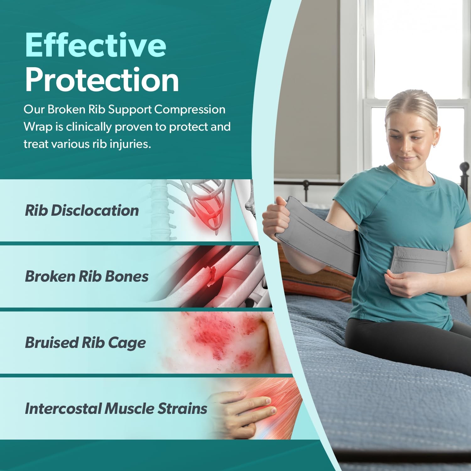 Broken Rib Brace Men Women Protector Compression Wrap Chest Support Gray