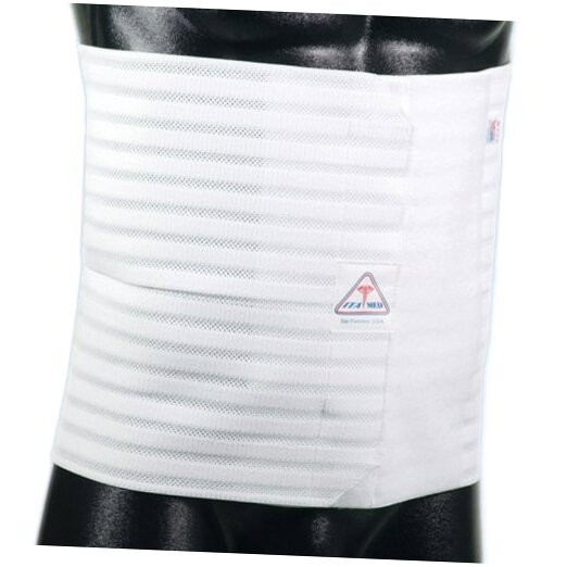 12″ Abdominal Binder for Men, Adjustable & Breathable Large (Pack of 1) White