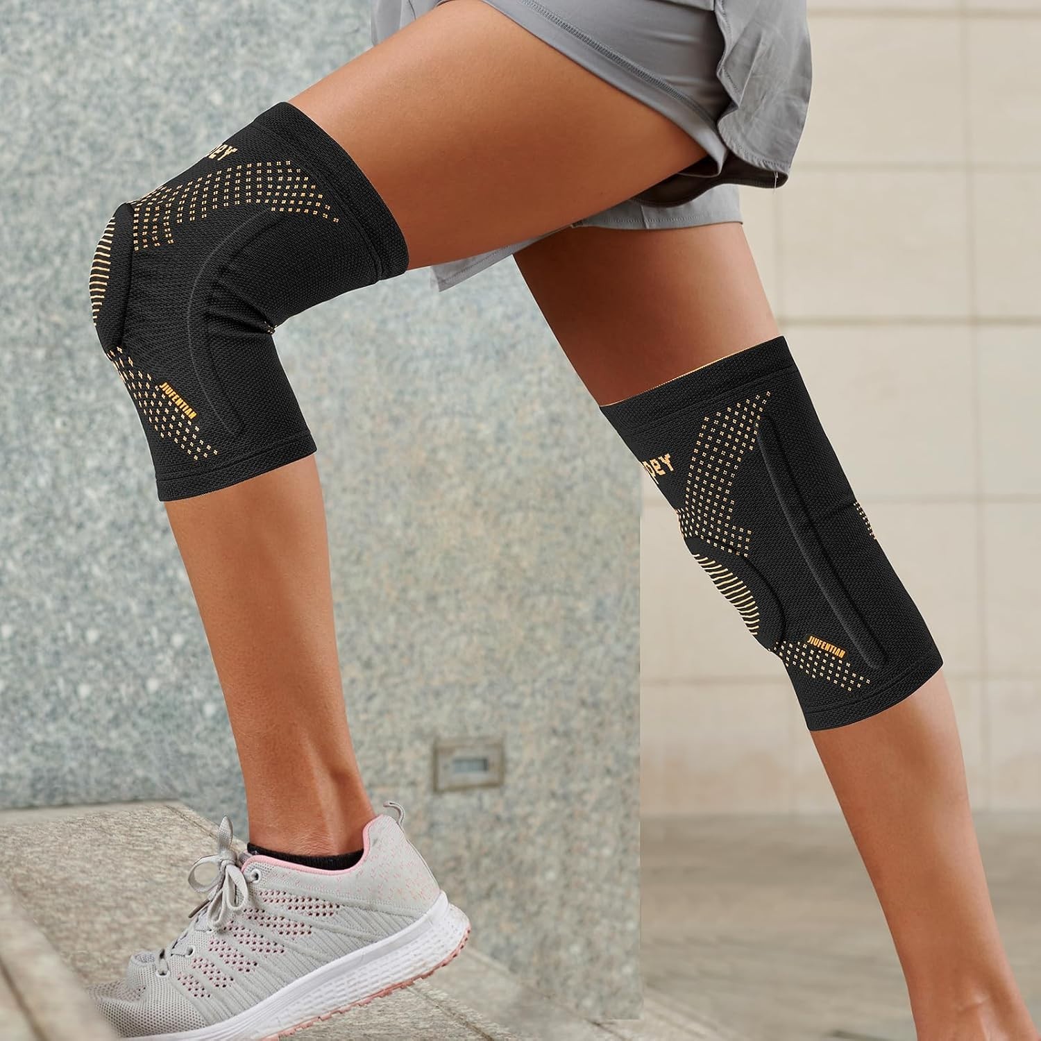 Breathable Copper Compression Knee Sleeves with Stabilizers – Large, 2 Pack