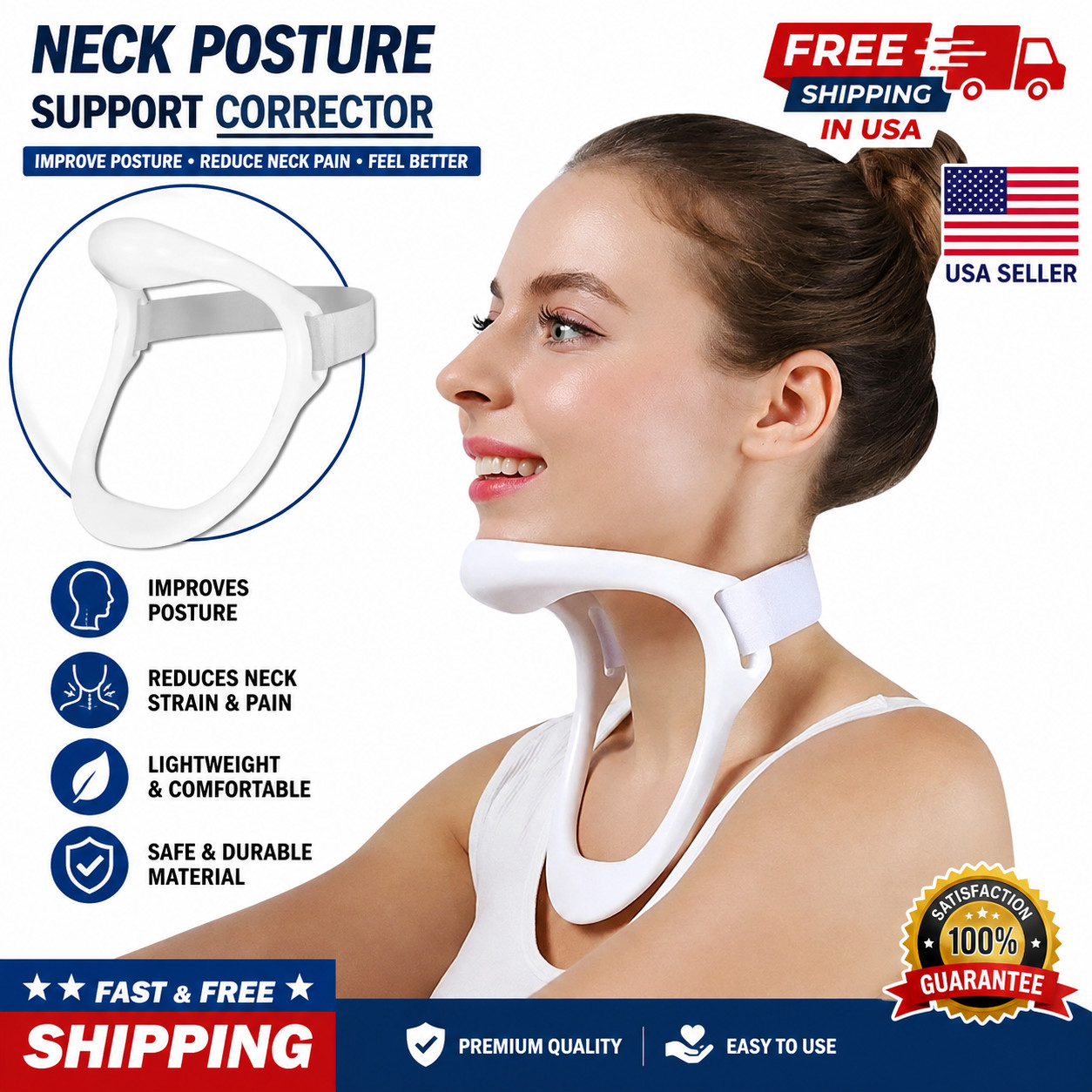 Posture Corrector Cervical Collar Neck Brace Traction Device for Health Care