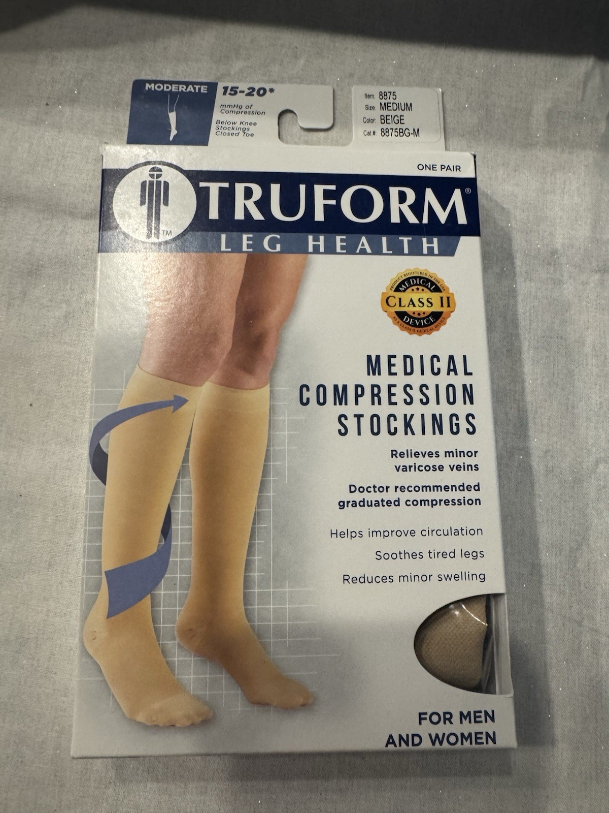 Truform 8875 Below Knee Medium Compression Stockings 15-20 mm Hg Beige