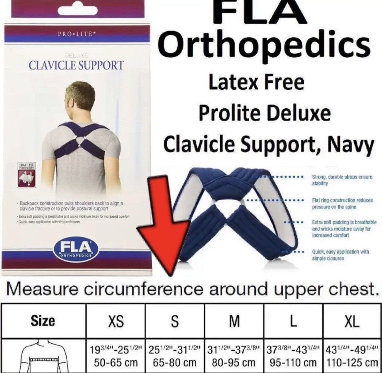 FLA Orthopedics Pro Lite DELUXE Clavicle Back Support Fibromyalgia, Fractures