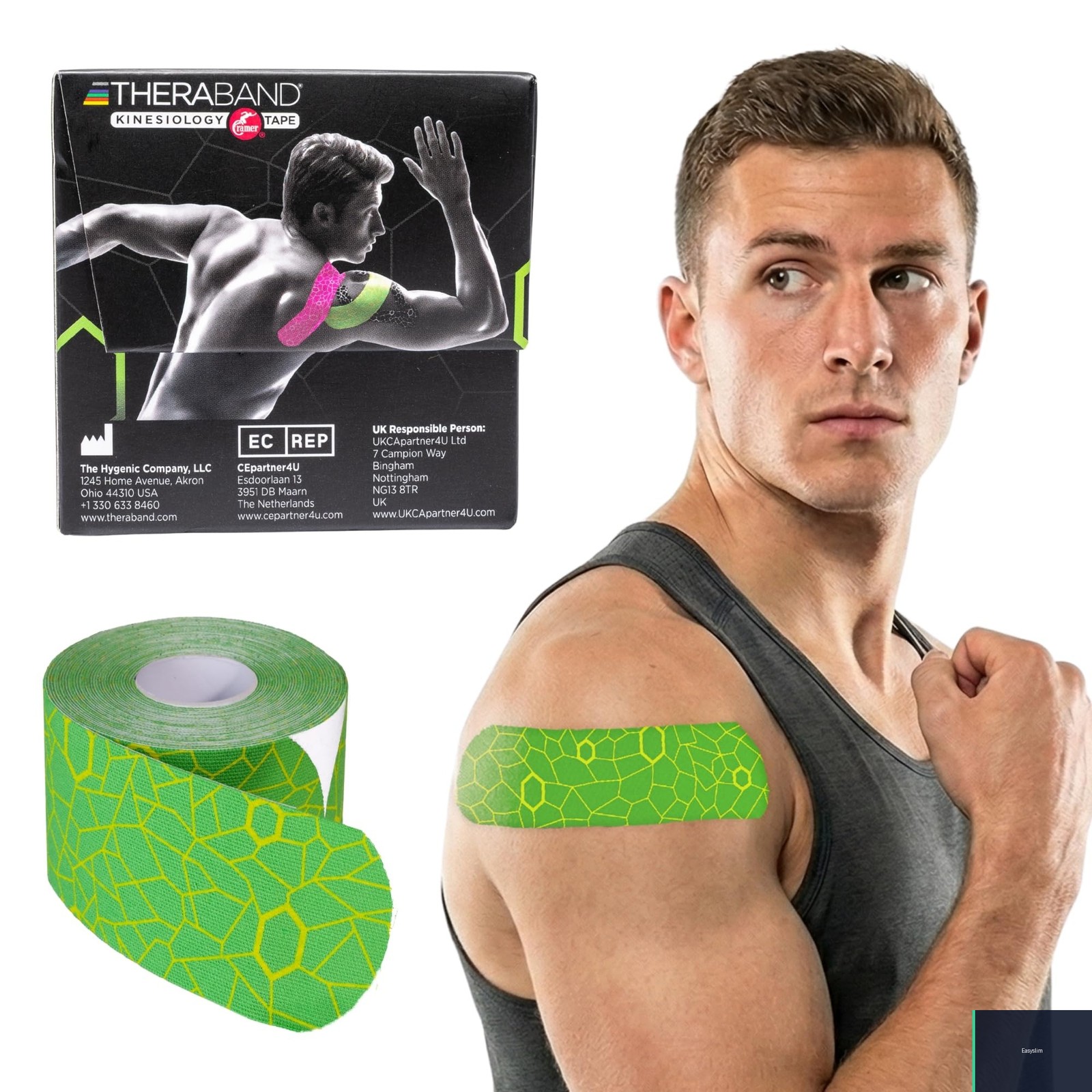 Kinesiology Tape Green/Yellow 20 Strips 2″ x 10″ Roll Athletic Support