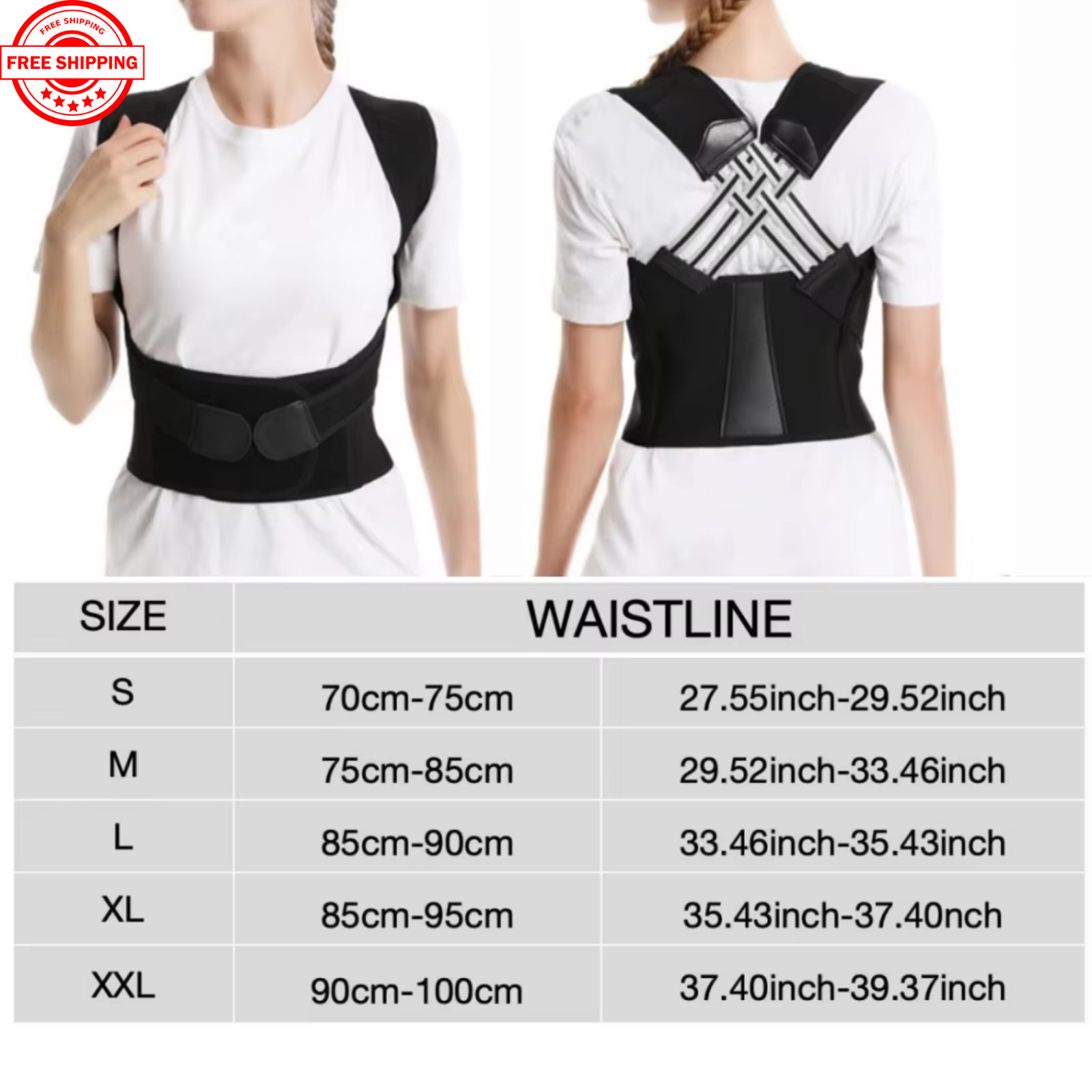 Back Brace Posture Corrector Adjustable Upper Back Shoulder Support Women Men