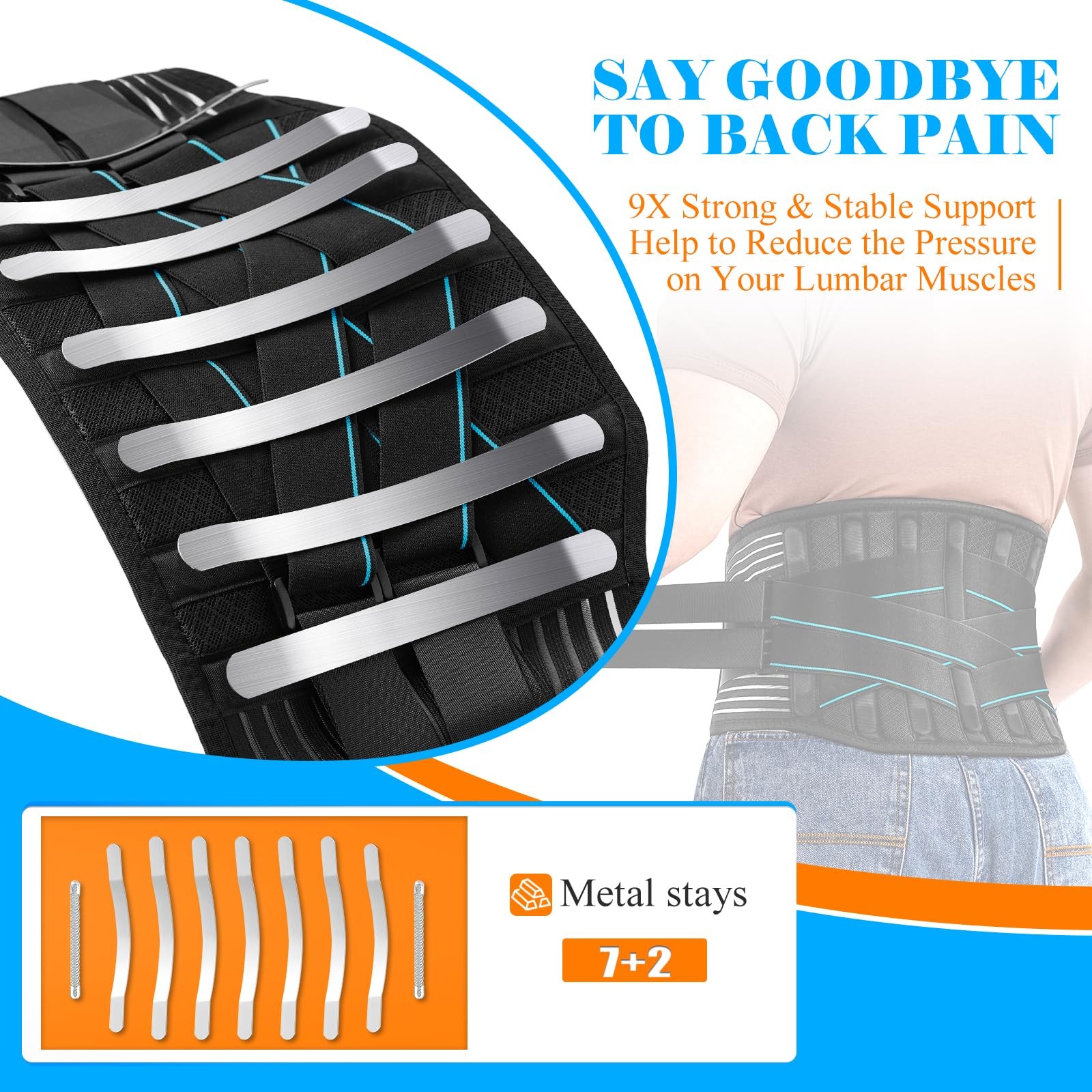 Plus Size Back Brace for Men Women with 9X Strong Support, Idea for Long Time…