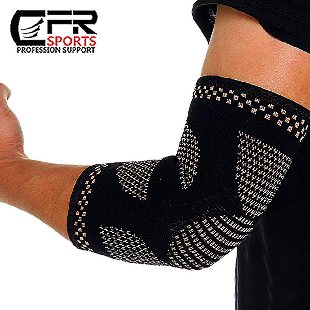 Copper Elbow Brace Support Compression Sleeve Arthritis Joint Pain Band Workout