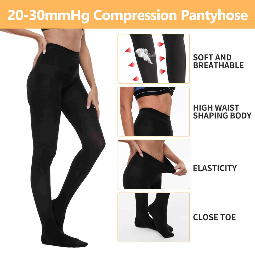 Compression Pantyhose Unisex Circulation Varicose Swelling Stockings 20-30 mmHg