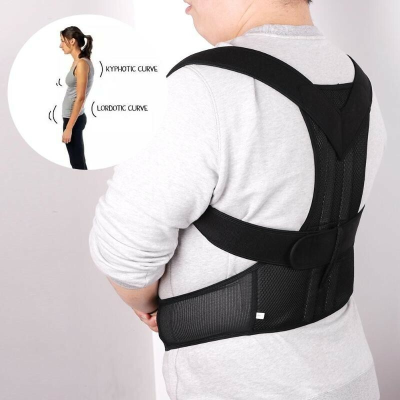Soporte de Espalda y Columna Lumbar Ajustable Faja Cinturon Corrector de Postura
