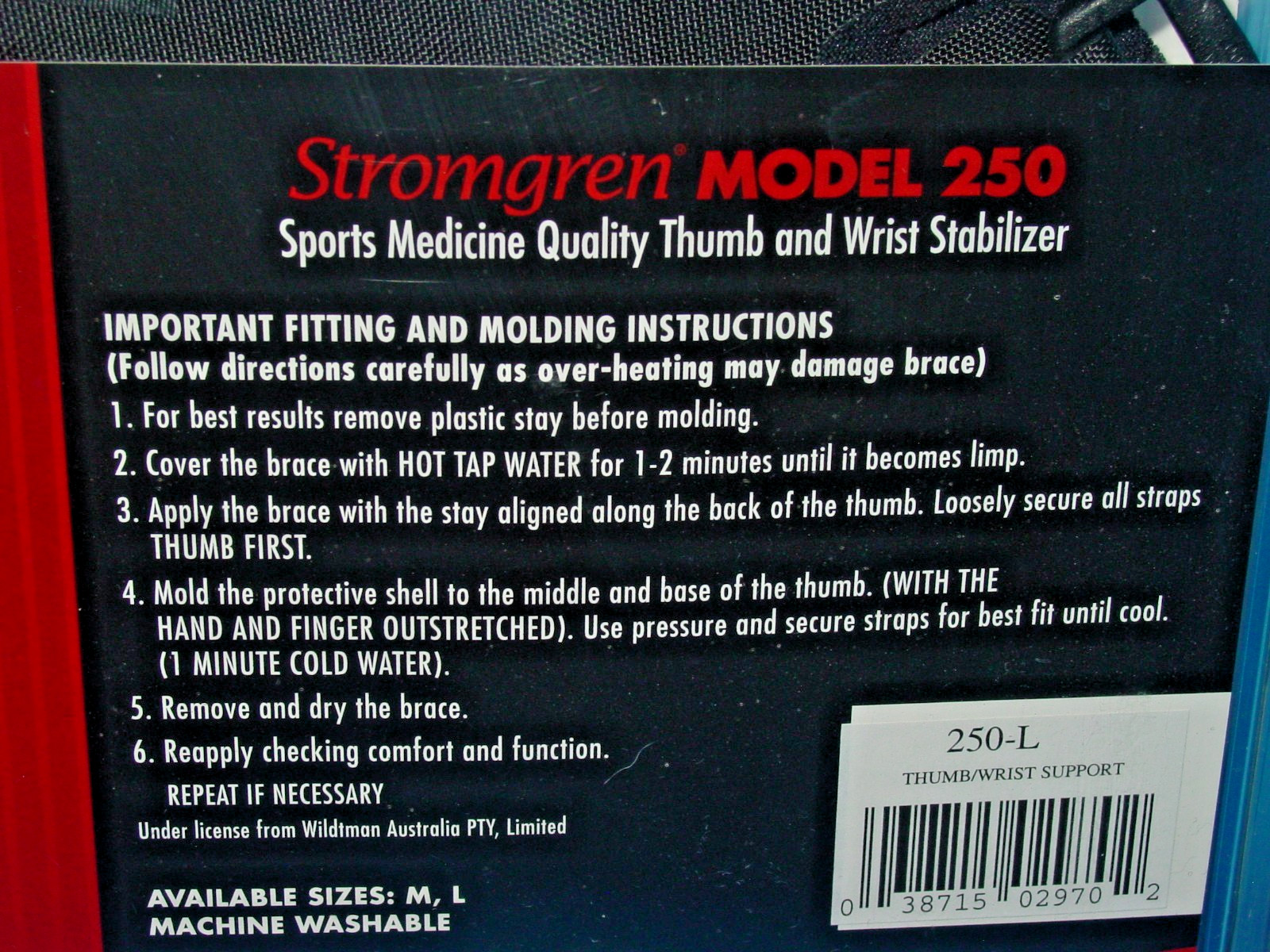 STROMGREN THUMB & WRIST STABILIZER RIGHT OR LEFT LARGE