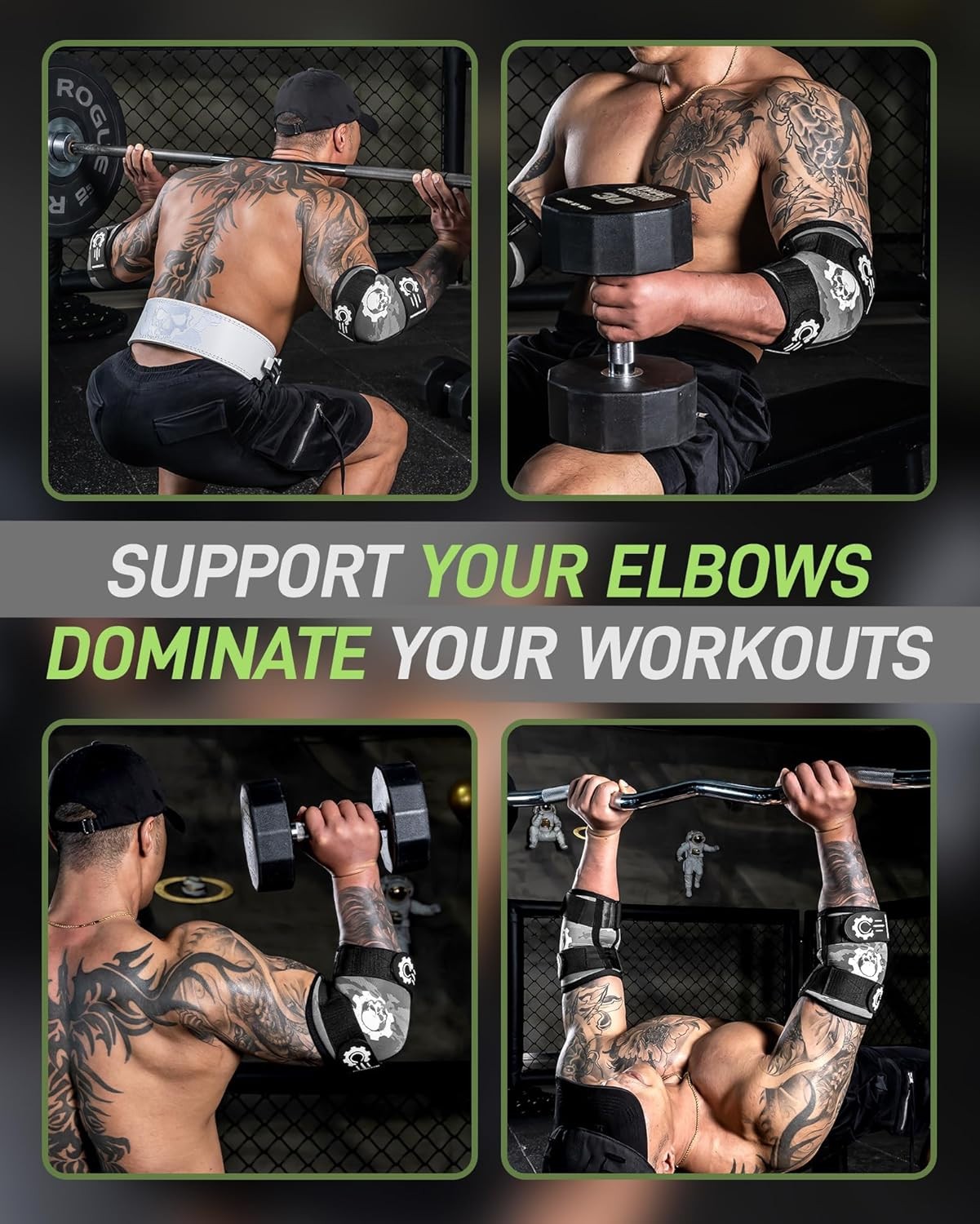 MANUEKLEAR 5mm Neoprene Weight Lifting Elbow Sleeves for Men (1 Pair), L