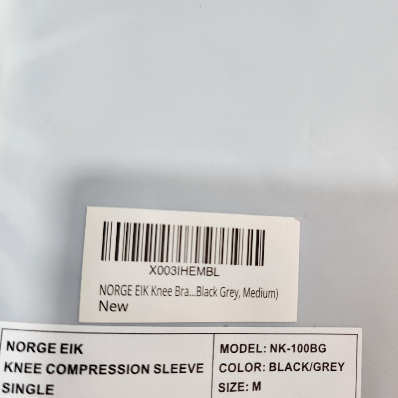 Norge Eik Knee Brace Lightweight Non-Slip 12″ Compression Sleeve Black/Grey, M