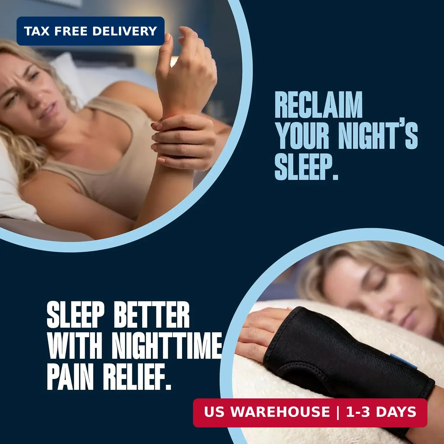 ComfyBrace 2 PACK Nighttime Pain Relief Wrist Brace for Carpal Tunnel, Tendoniti