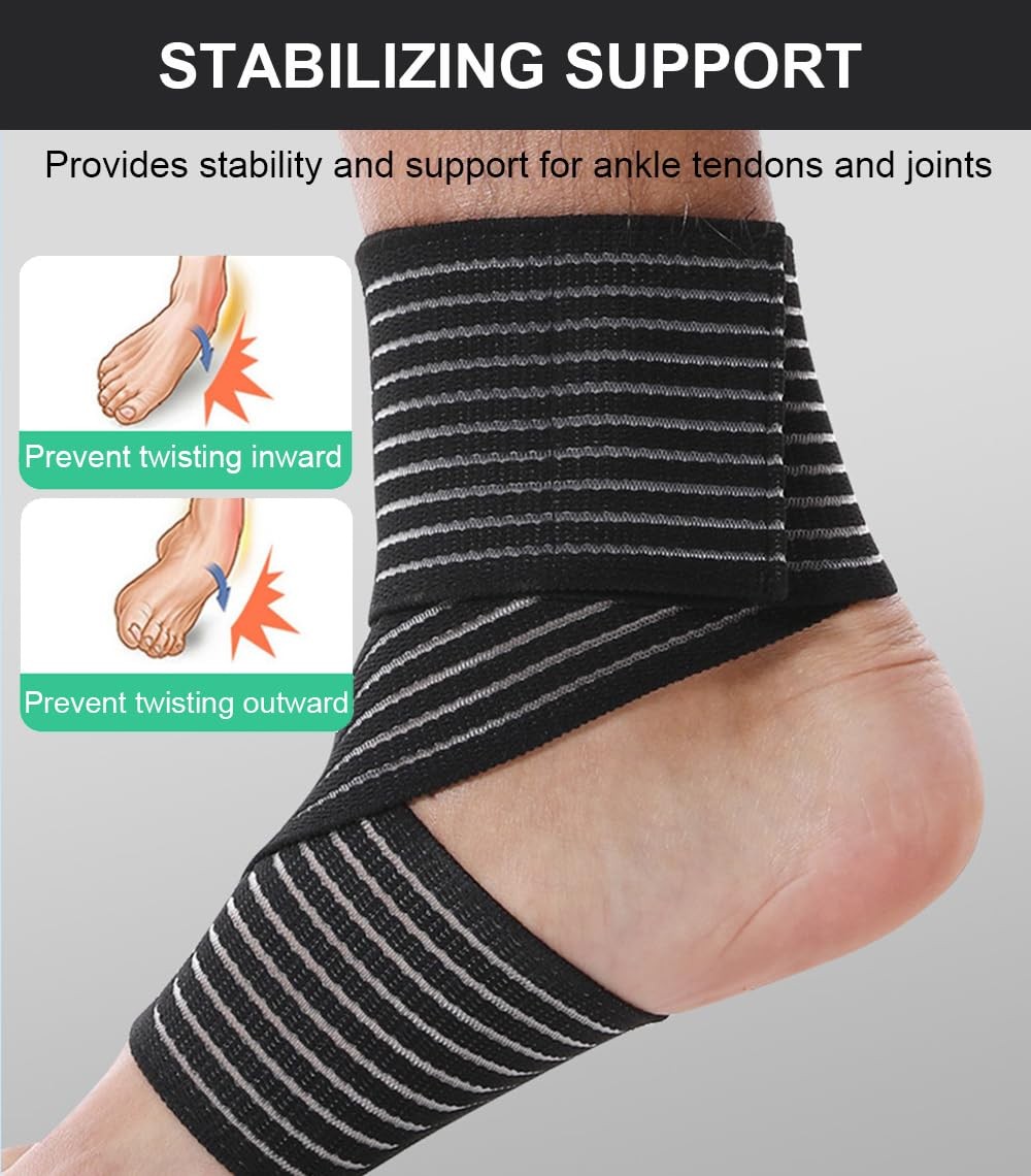 2 PCS Black Ankle Braces, Compression Sleeve, Plantar Fasciitis, Arch Support
