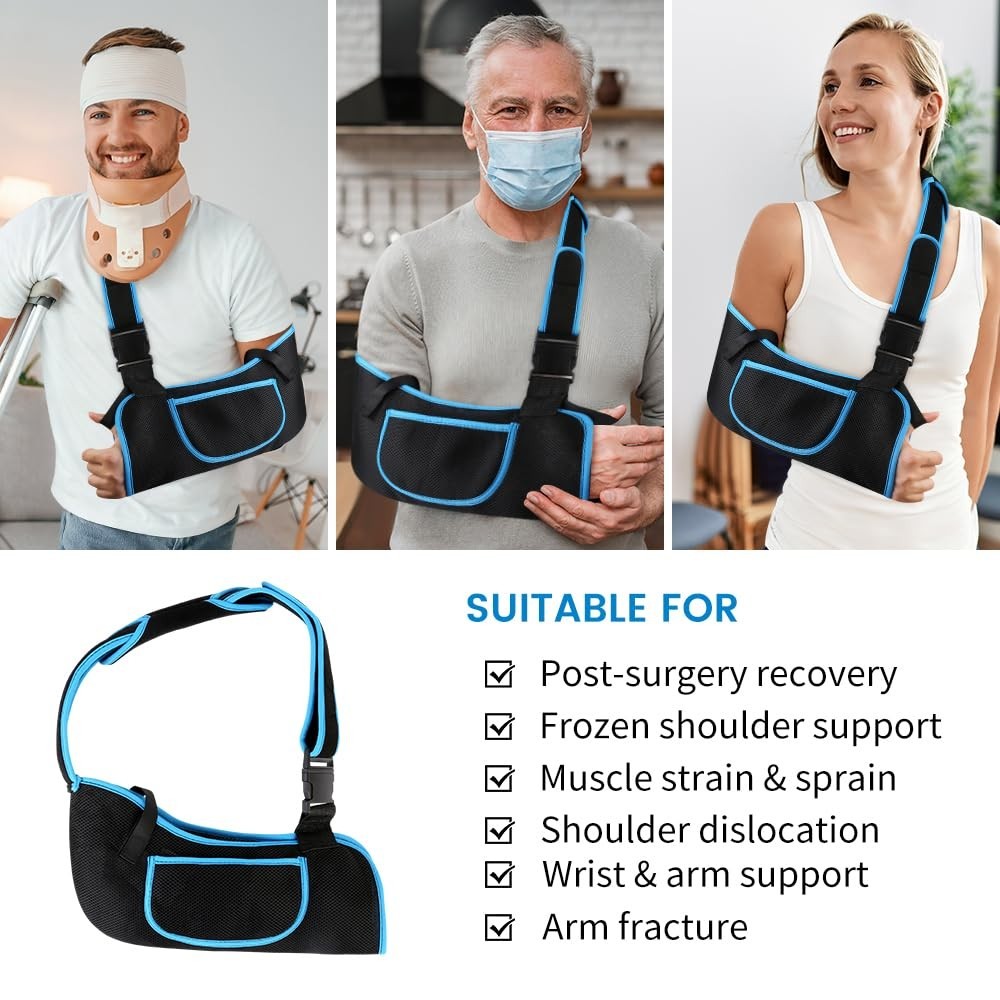 Adjustable Arm Sling Shoulder Immobilizer for Elbow & Wrist Injury Recovery, Com