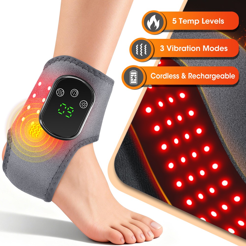 2Pcs Red Light Therapy Ankle Massager Pain Relief 3 Vibration Modes 5 Heat Level
