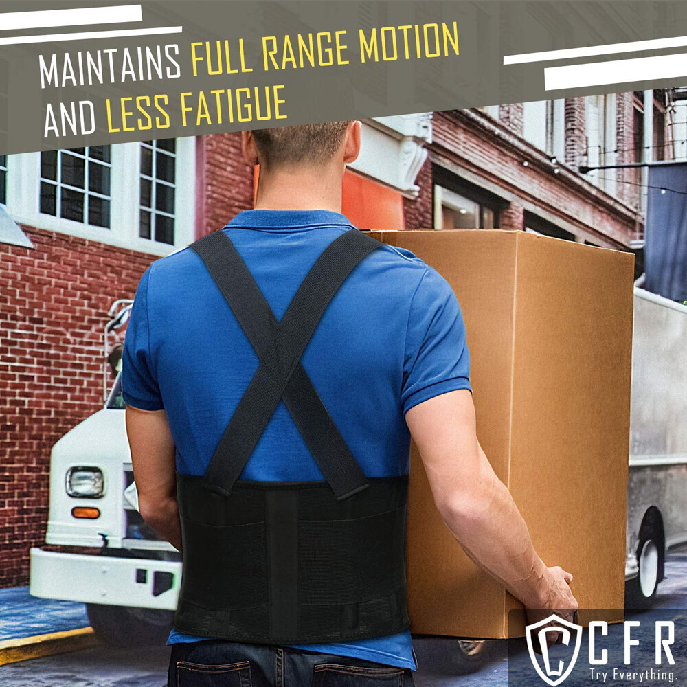 Adjustable Back Brace Lumbar Support Belt with Suspenders Heavy Duty Weight Lift