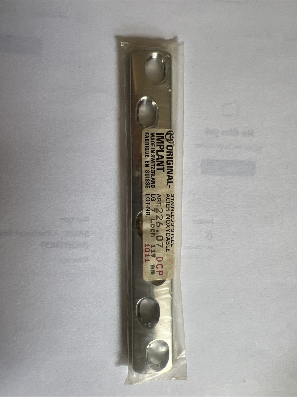 Locking Compression Plate 7 Loch 119mm Swiss Made