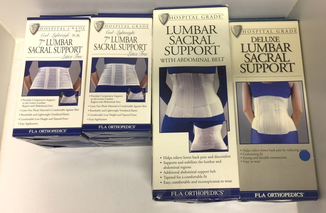 New Open Box FLA Hospital Grade Lumbar Sacral Support Brace 7″, 10″ & Deluxe