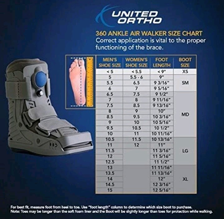 New United Ortho USA16117 360 Air Walker Ankle Fracture Boot, Large, Grey