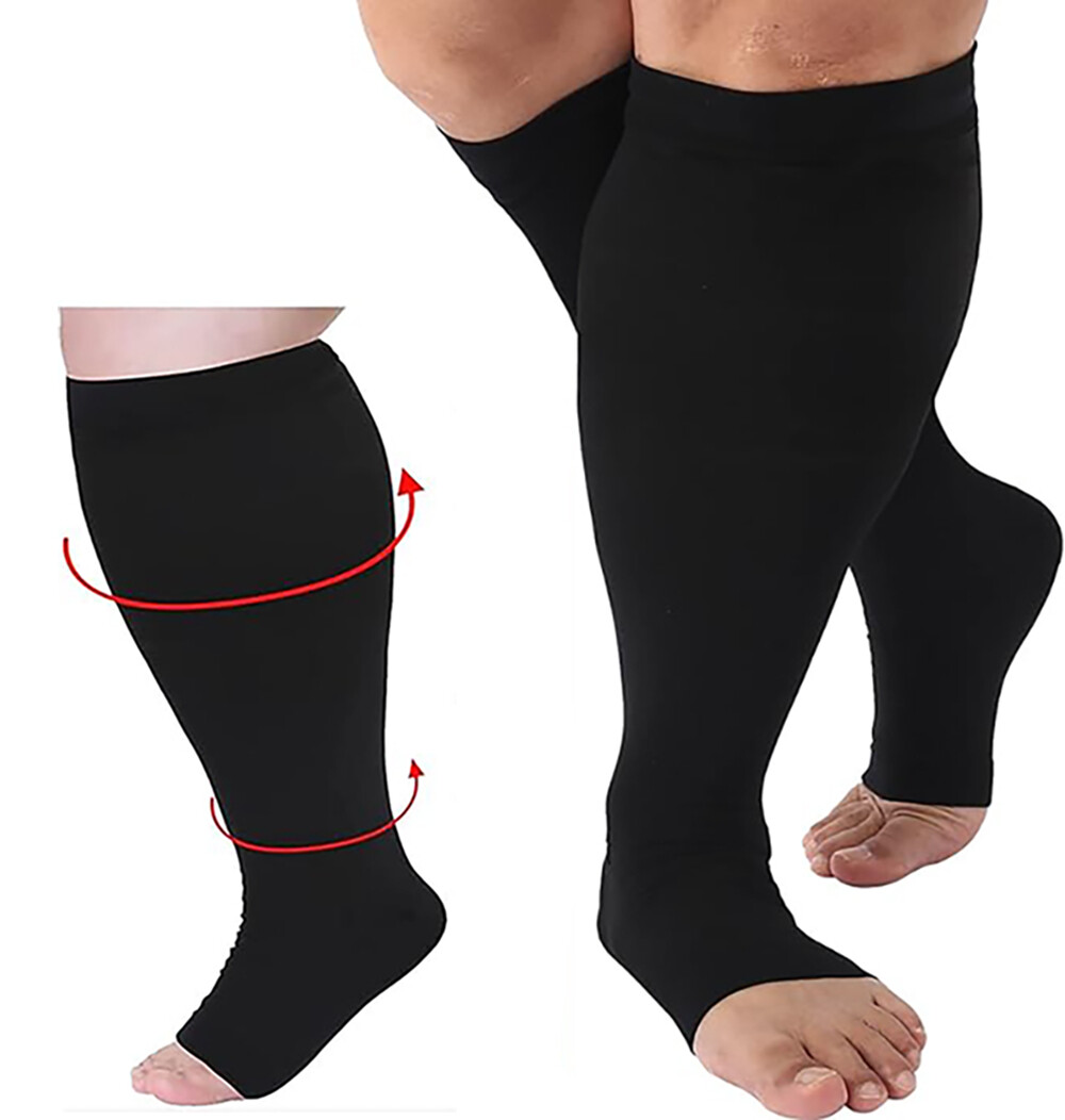 Open Toe 4XL Compression Socks Support Graduated Stockings Mens Women 15-20mmHg