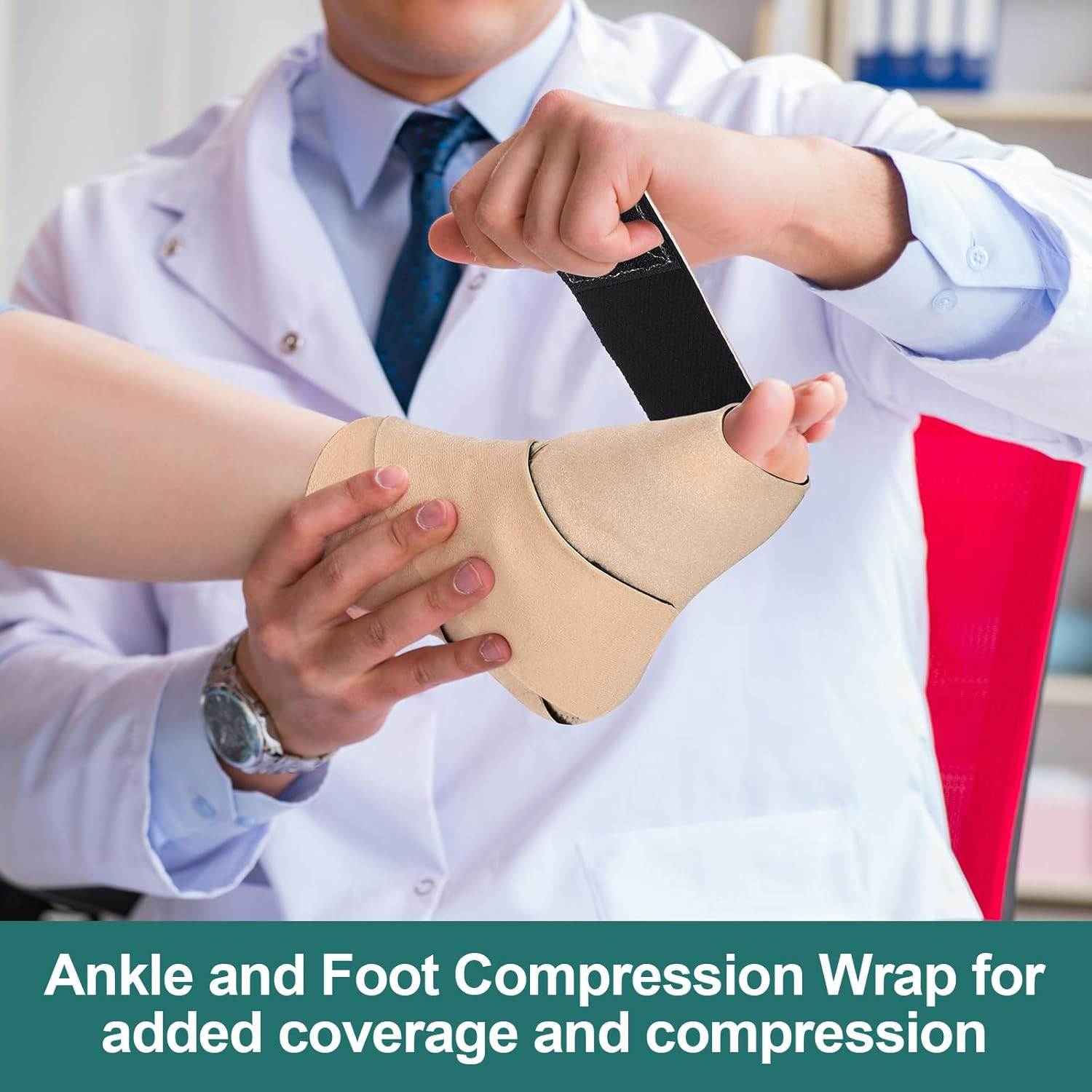 2-Pack Adjustable Ankle & Foot Compression Wraps, All-Day Support Brace Set Pair