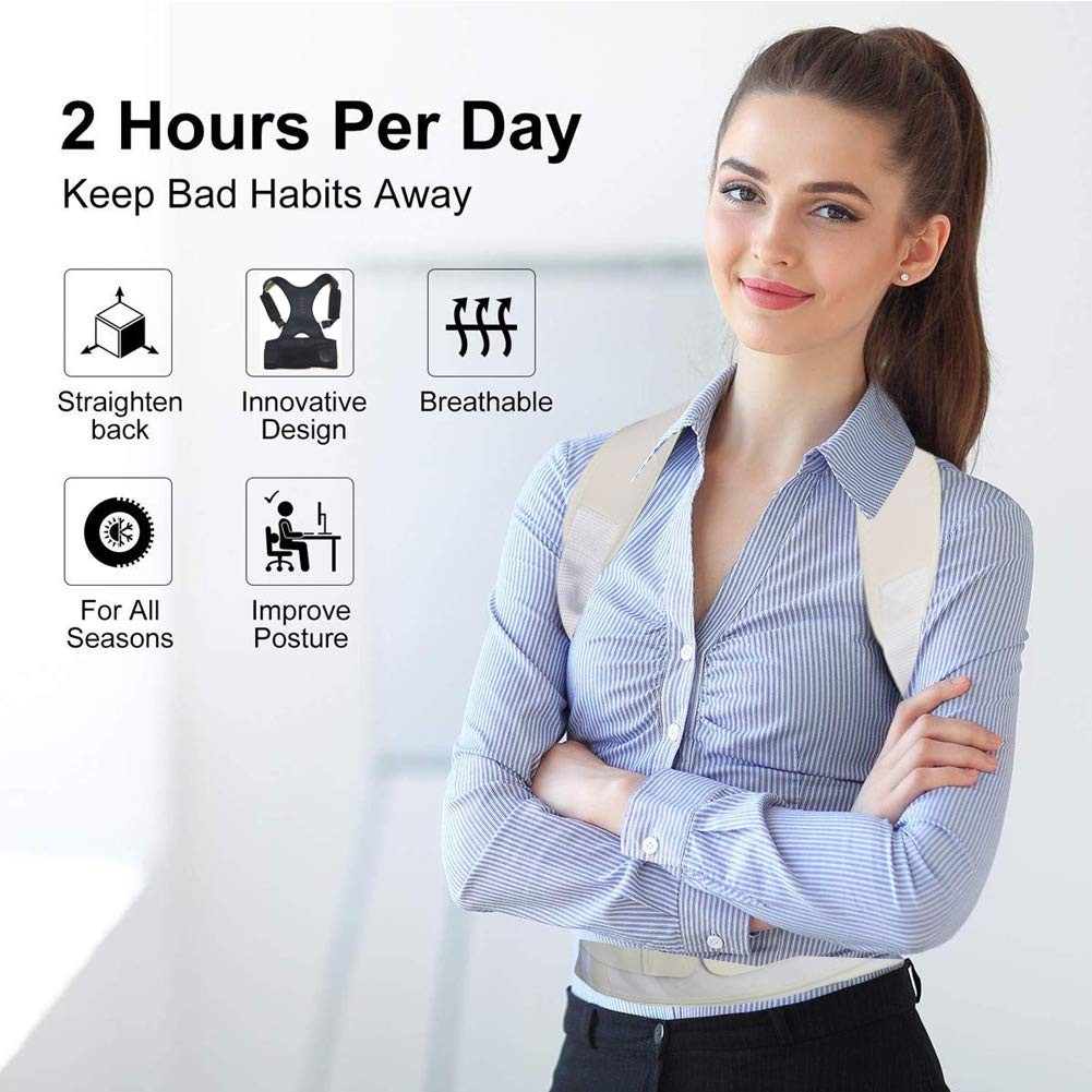 Thoracic Back Brace Posture Corrector – Magnetic Large (Pack of 1), Beige