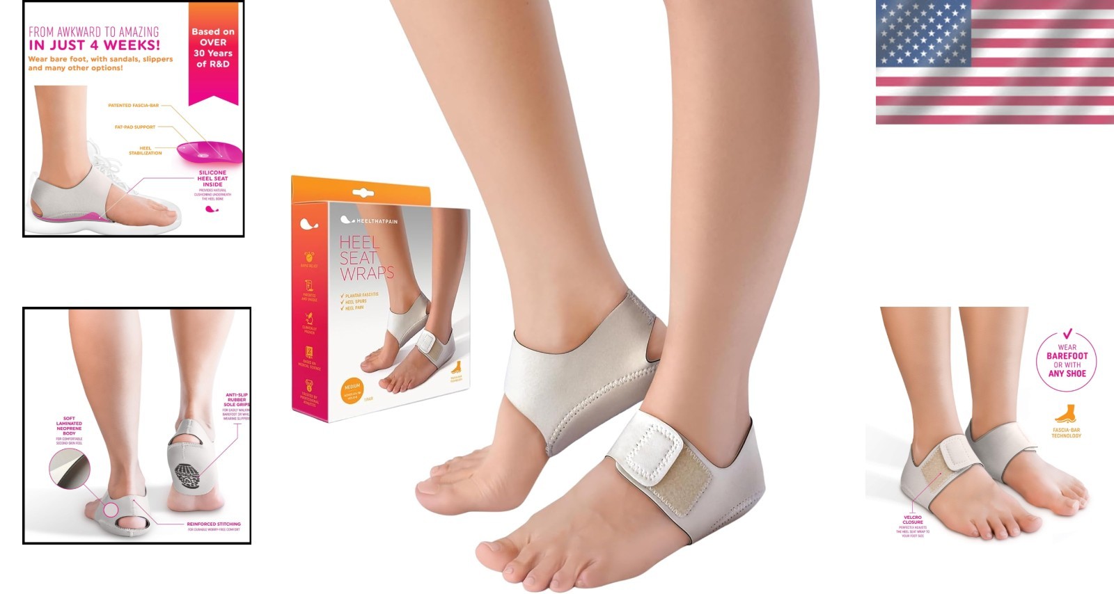 Cushioning Heel Seat Wraps for Enhanced Comfort & Support, M 6.5-10, M 5-8 Sizes
