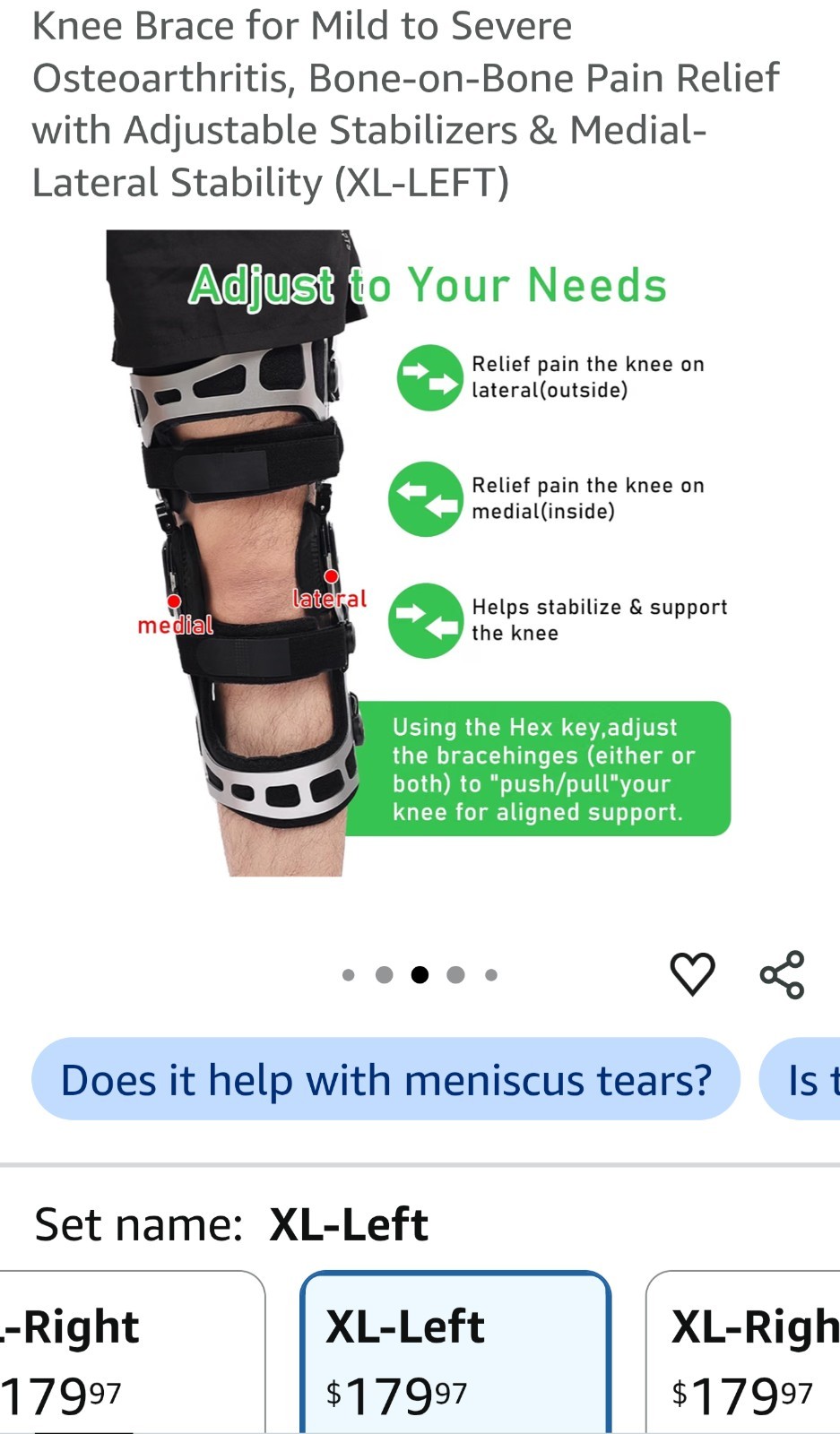 Brand New Orthomen Adjustable OA Double Upright Unloader Knee Brace (XL-Left)