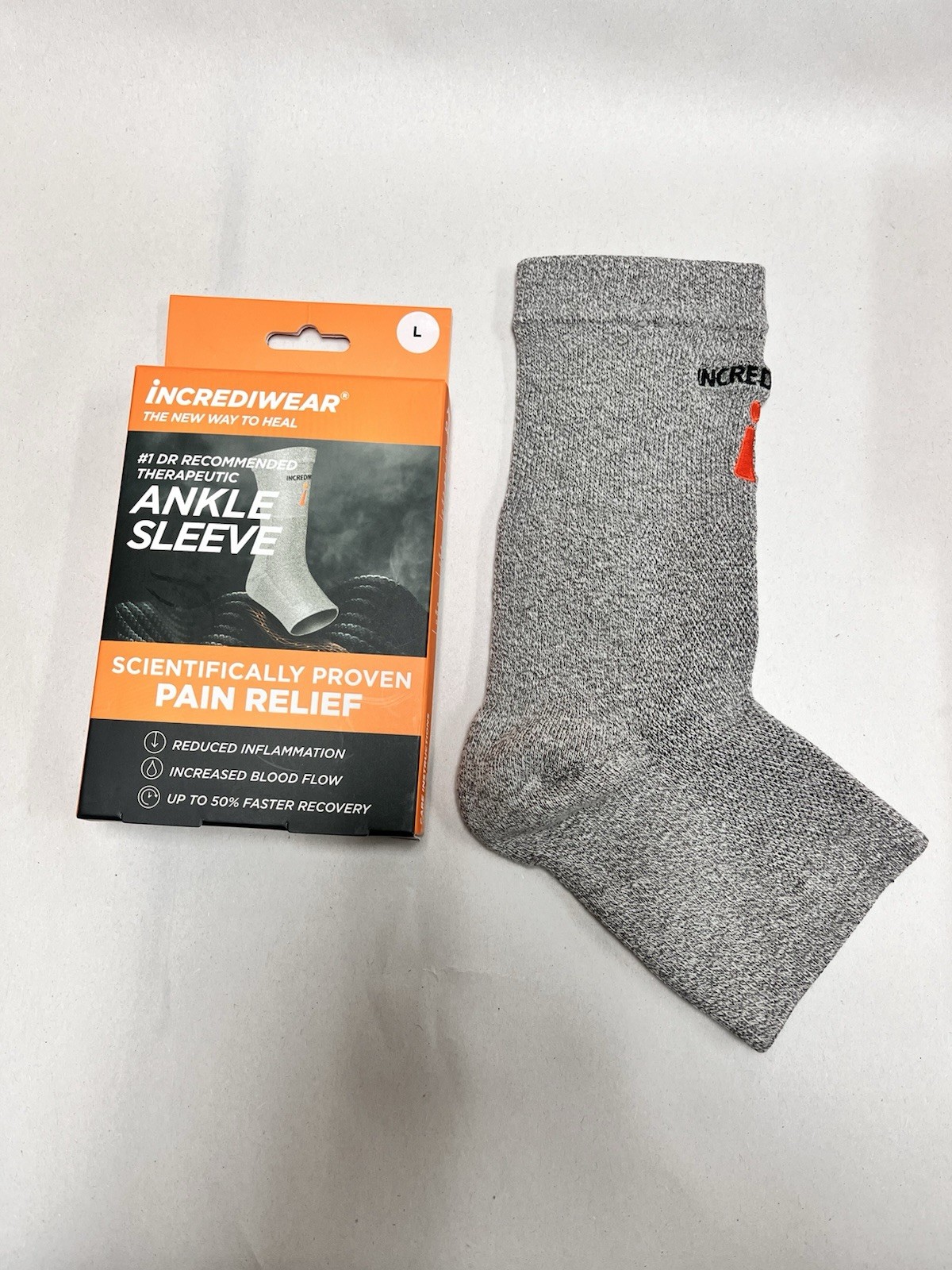Incrediwear Ankle Sleeve Large Grey Compression Support – Used
