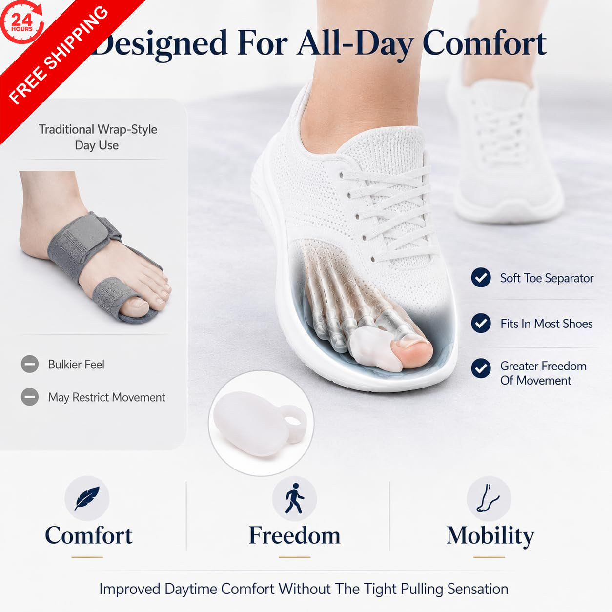 Nieeydr Bunion Corrector Kit with Adjustable Knob, Grey Correction