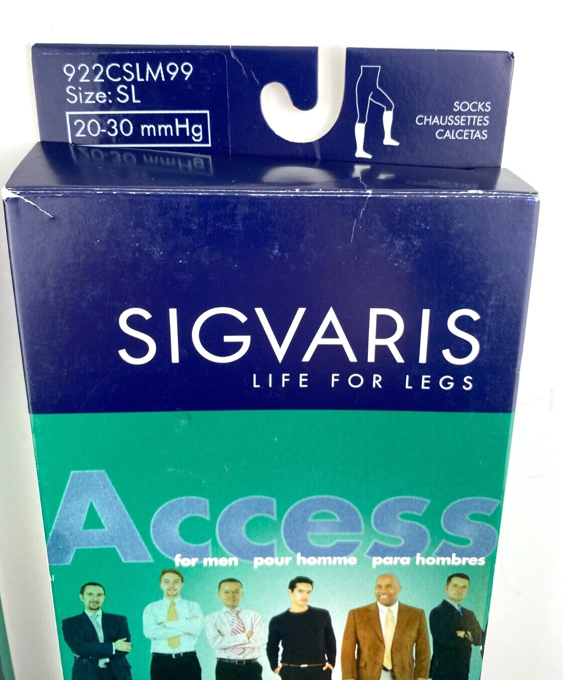 (2) SIGVARIS LIFE FOR LEGS Fir Men SIZE Small/ Long 20-30MMHG Sock Black