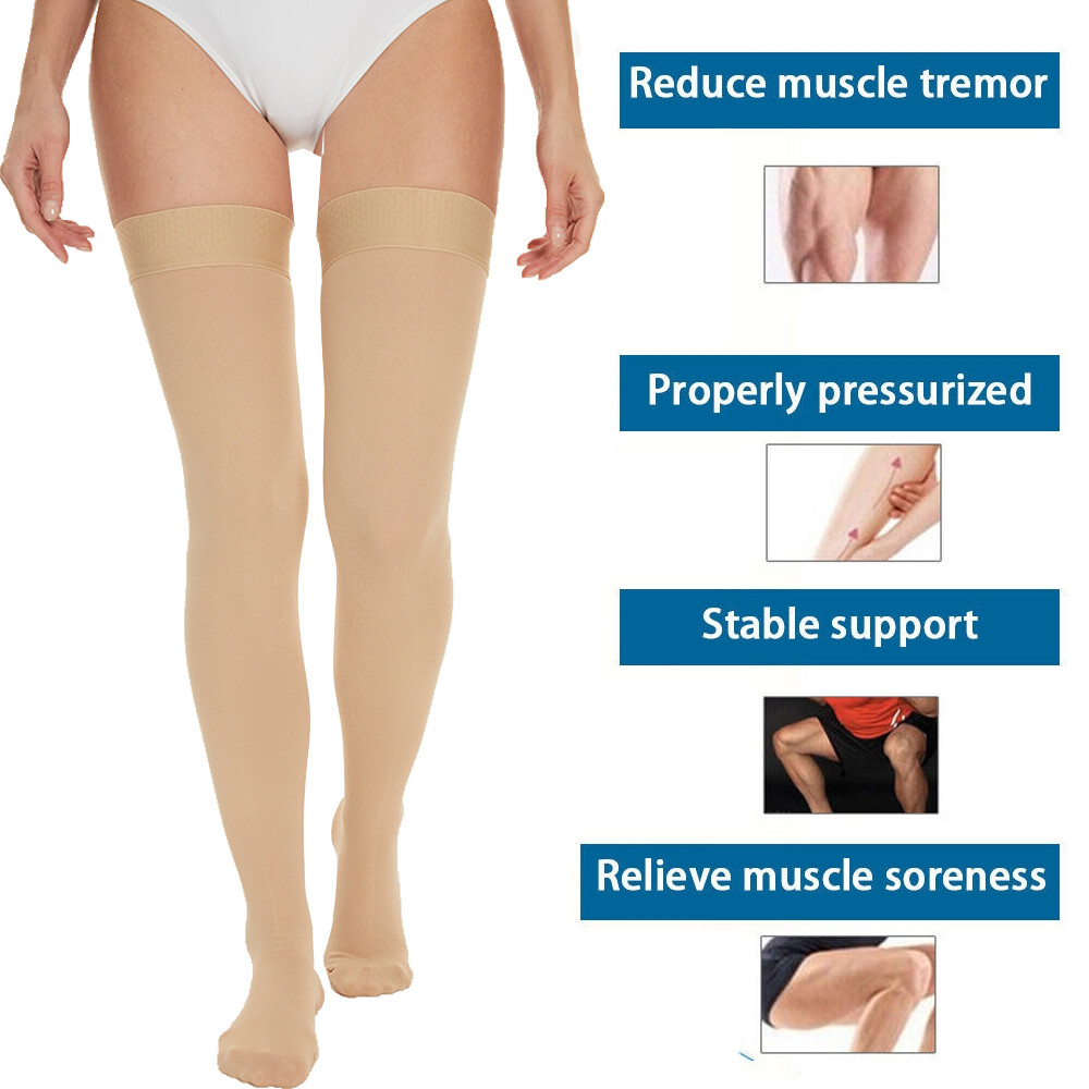 Thigh High Compression Socks 20-30 mmHg Compression Stockings with Silicone Band