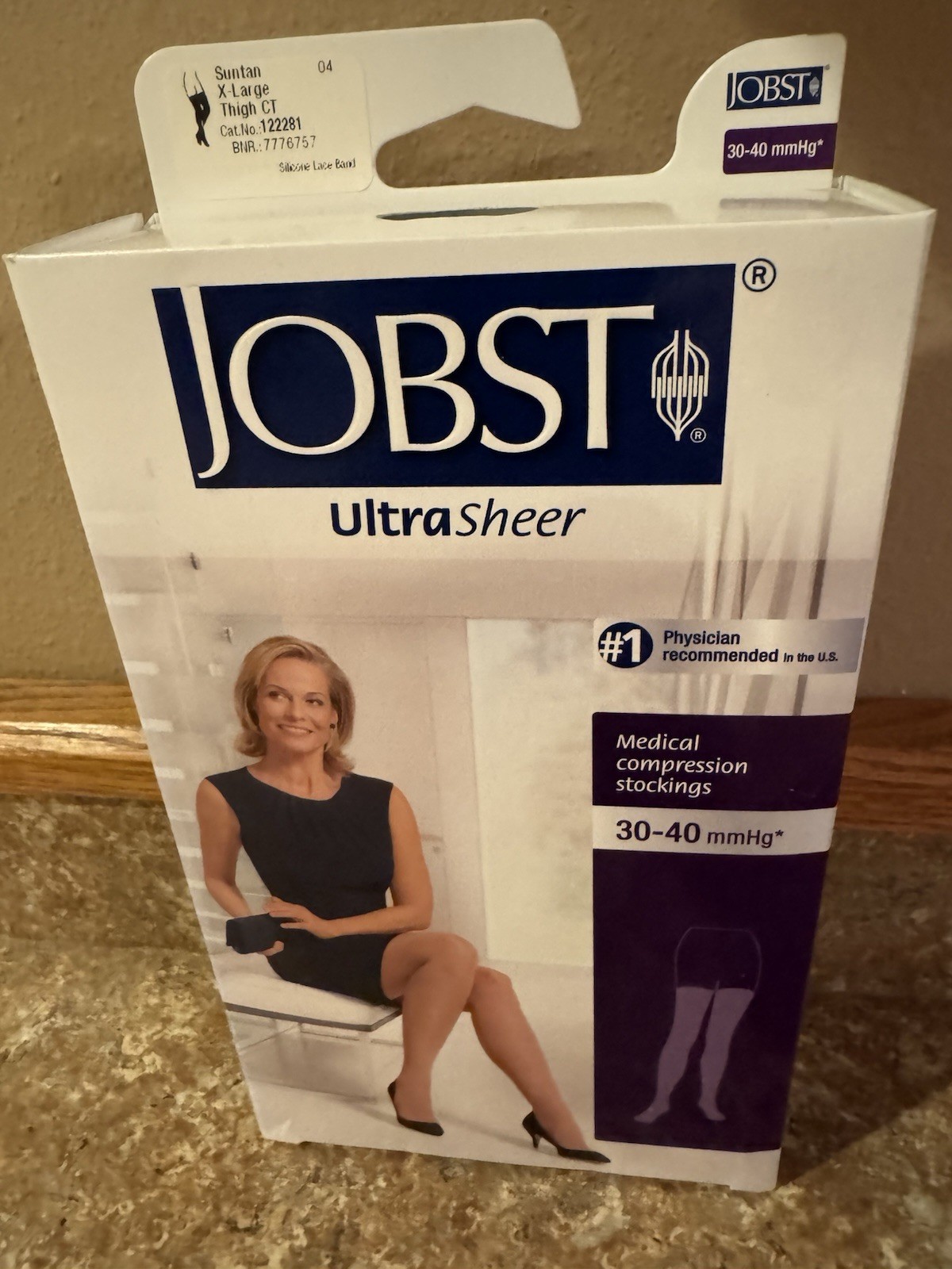 NEW Jobst XL UltraSheer Thigh Compression Sock 30-40 mmhg Suntan 122281