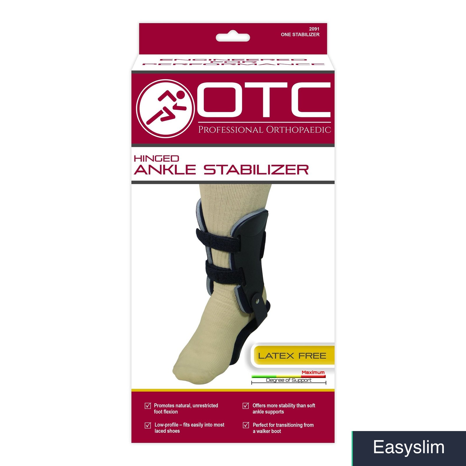 Ankle Stabilizer Hinged Adjustable Stirrup Brace Small Black Neoprene