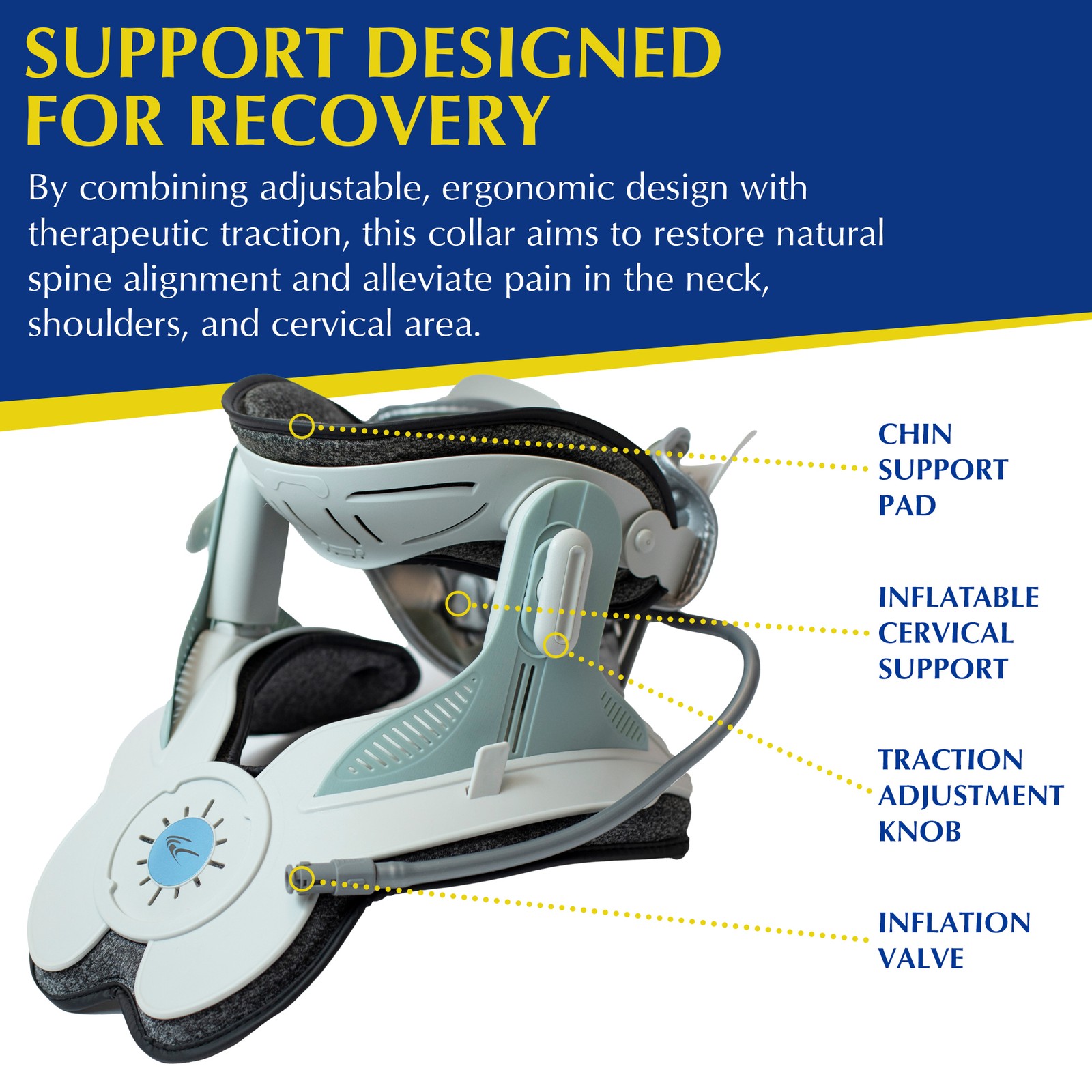 Cervical Neck Air Traction Collar & Stretcher- Neck and Shoulder Pain Relief