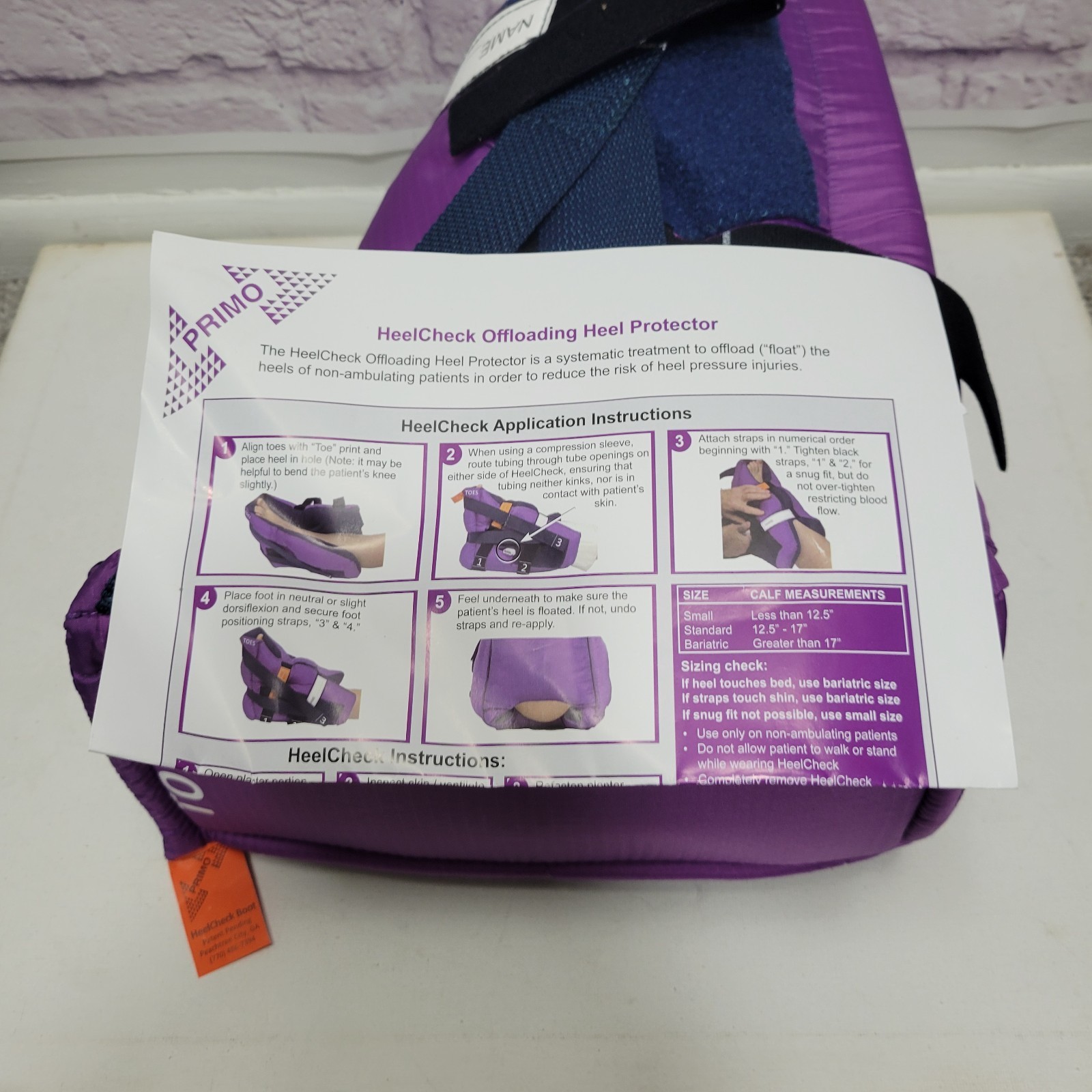 NEW Primo Heelcheck Offloading Heel Protector Boot Purple Calf Size 12.5 – 17″