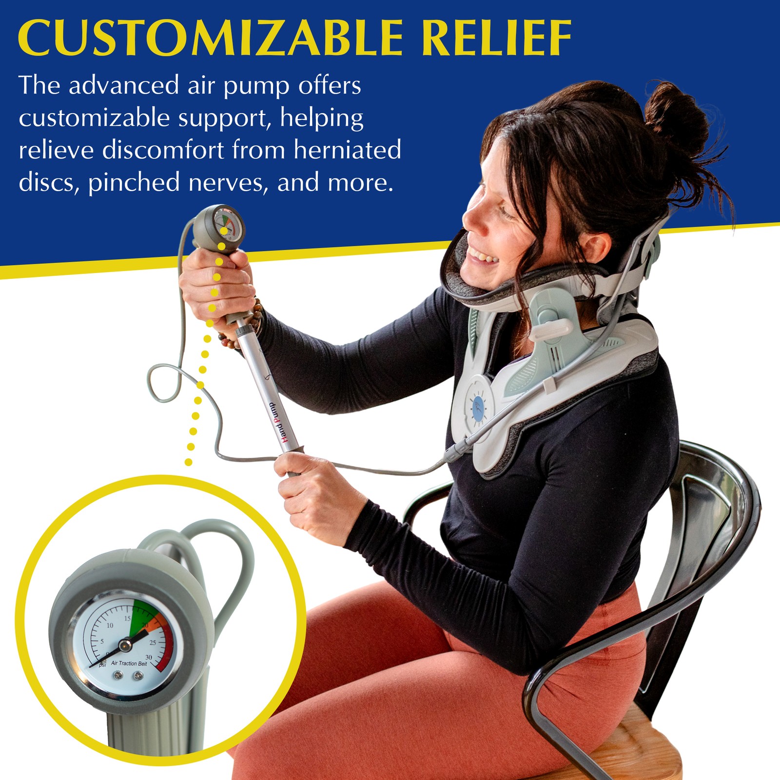 Cervical Neck Air Traction Collar & Stretcher- Neck and Shoulder Pain Relief